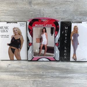 Music Legs Lingerie Lot of 3 Outfits